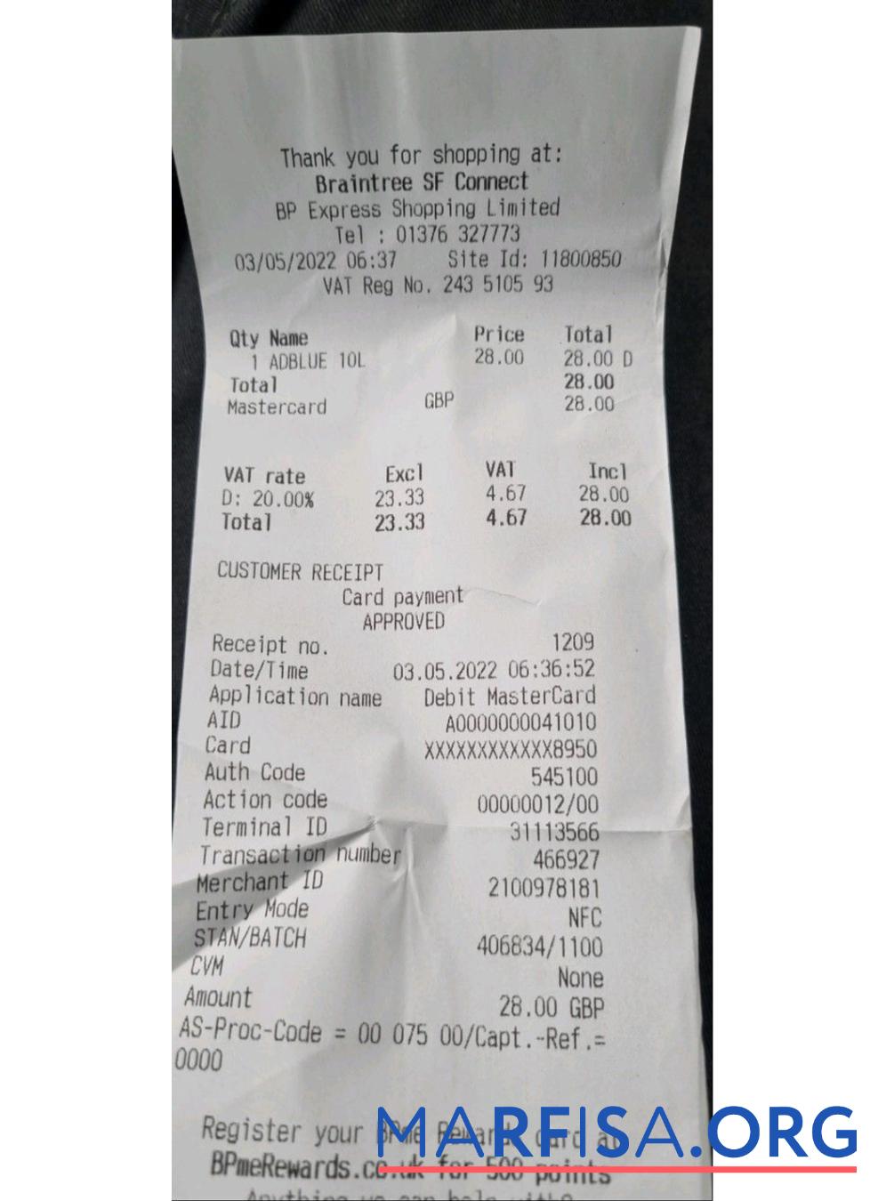 Realistic BP express shopping limited payment check example